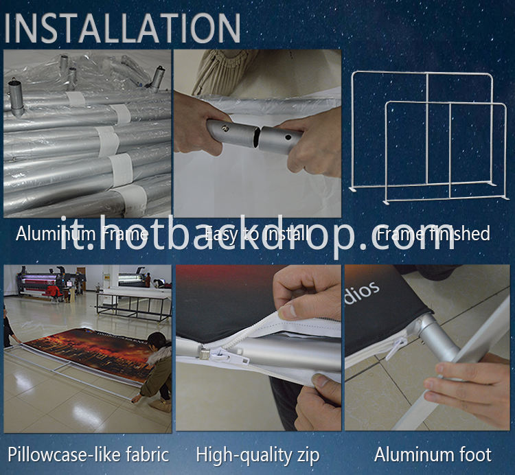 Tessuto grafico da 10x8ft Professional Tenzione Solido Smontable Alluminio con banner